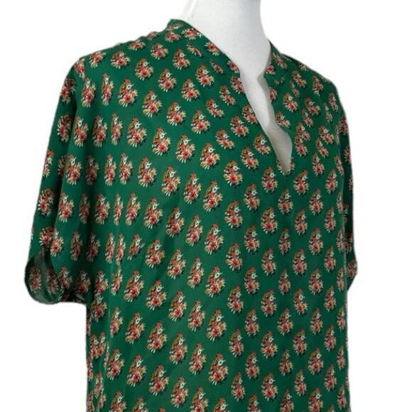 Cabi Blouse Popover V-neck Green Pink Multi Floral Print 3262 Women’s Size Large - Picture 7 of 11